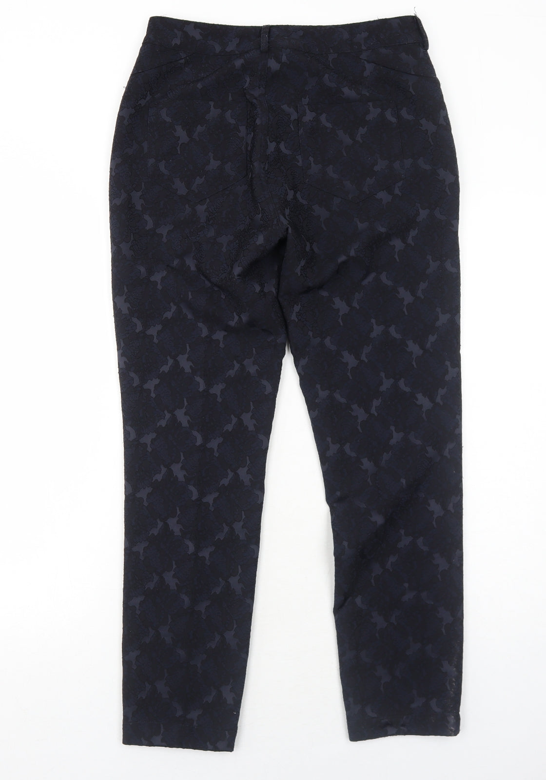RJR.John Rocha Womens Blue Geometric Polyester Trousers Size 10 Regular Zip