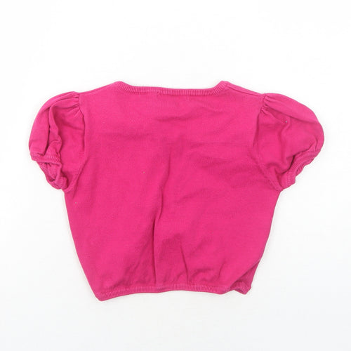 Blue Zoo Girls Pink Round Neck Cotton Shrug Jumper Size 9-10 Years Button