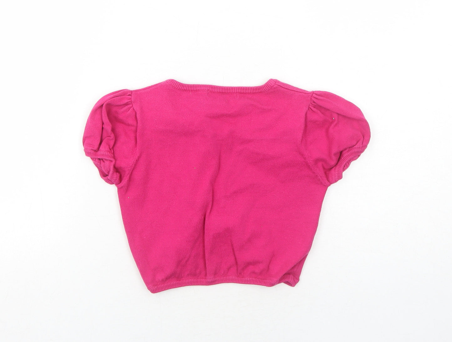 Blue Zoo Girls Pink Round Neck Cotton Shrug Jumper Size 9-10 Years Button