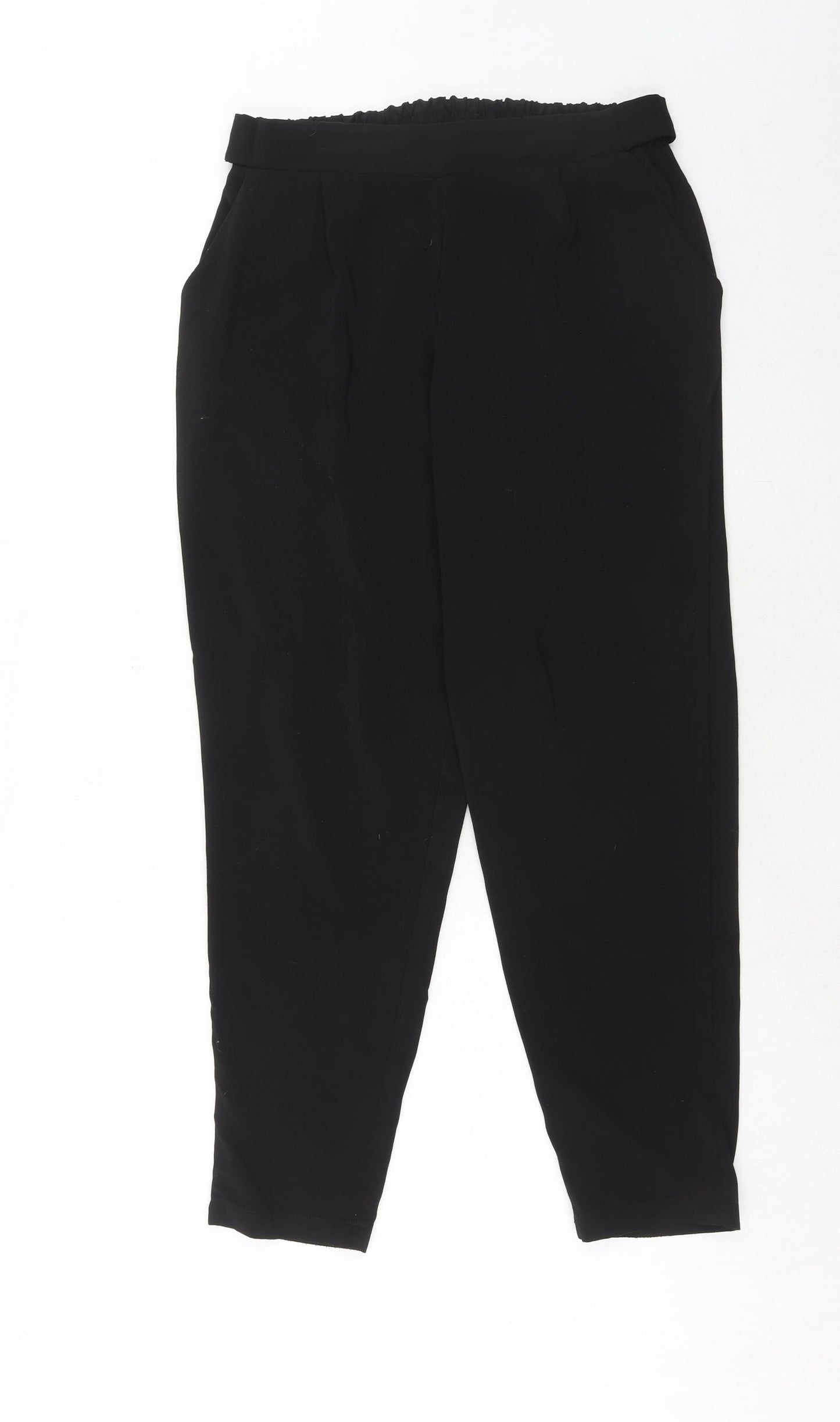 Evans Womens Black Polyester Trousers Size 14 Regular Tie