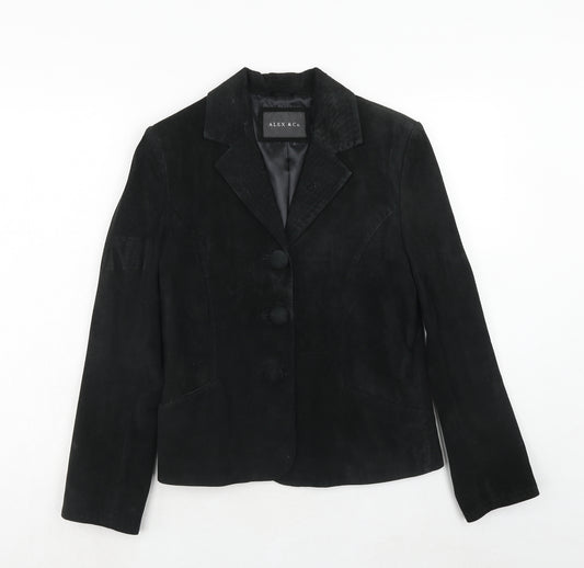 Alex & Co. Womens Black Suede Jacket Blazer Size 10