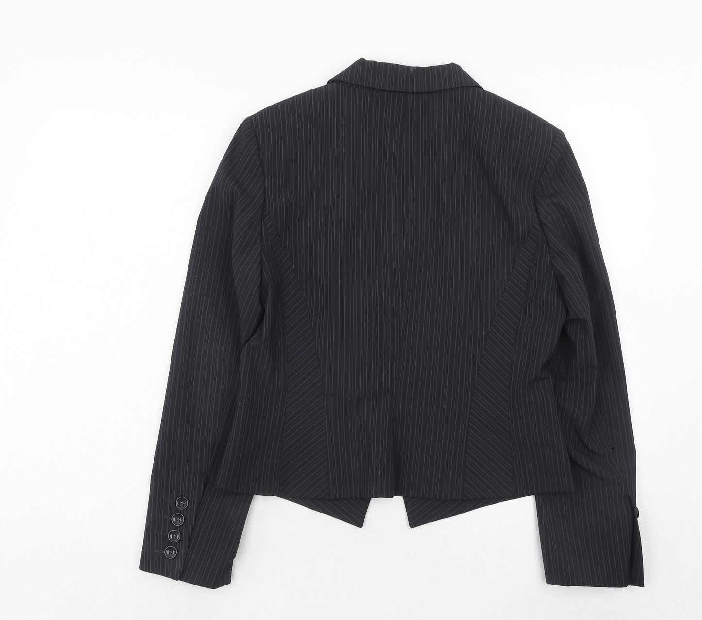 NEXT Womens Black Striped Polyester Jacket Suit Jacket Size 14