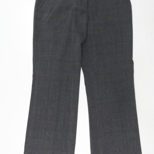 NEXT Womens Grey Geometric Polyester Trousers Size 14 Regular Zip