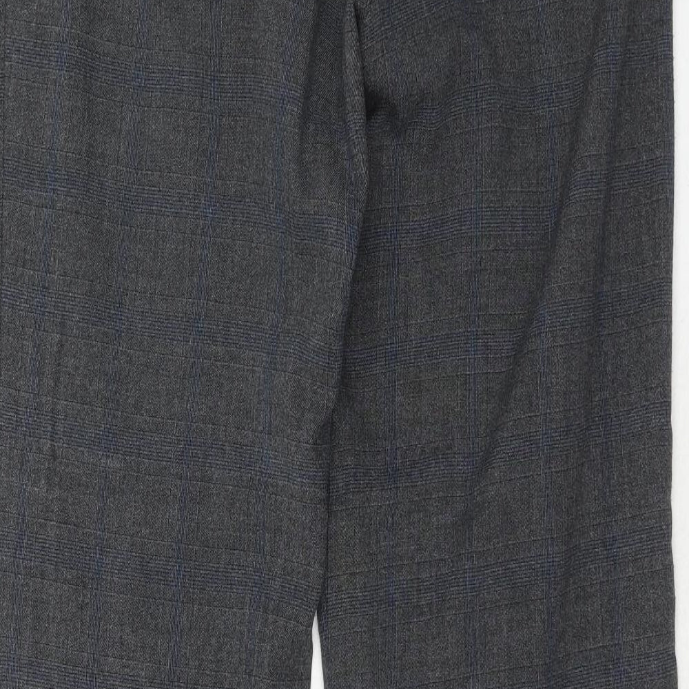 NEXT Womens Grey Geometric Polyester Trousers Size 14 Regular Zip