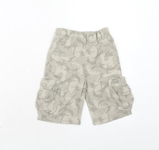 NEXT Boys Grey Camouflage Cotton Cargo Shorts Size 2 Years Regular Zip