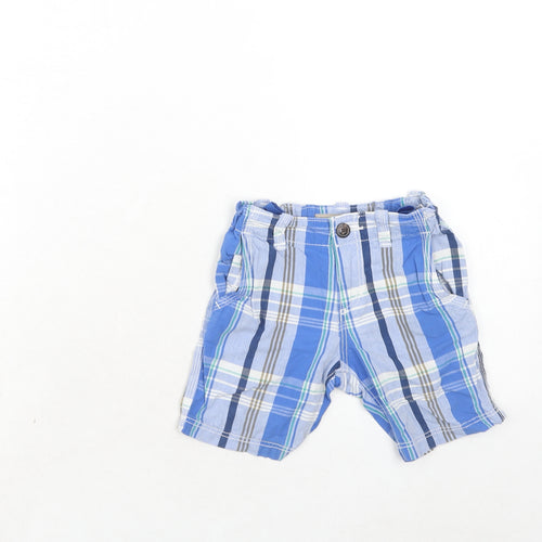 H&M Boys Blue Plaid Cotton Bermuda Shorts Size 2 Years Regular Zip