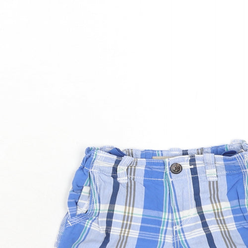 H&M Boys Blue Plaid Cotton Bermuda Shorts Size 2 Years Regular Zip
