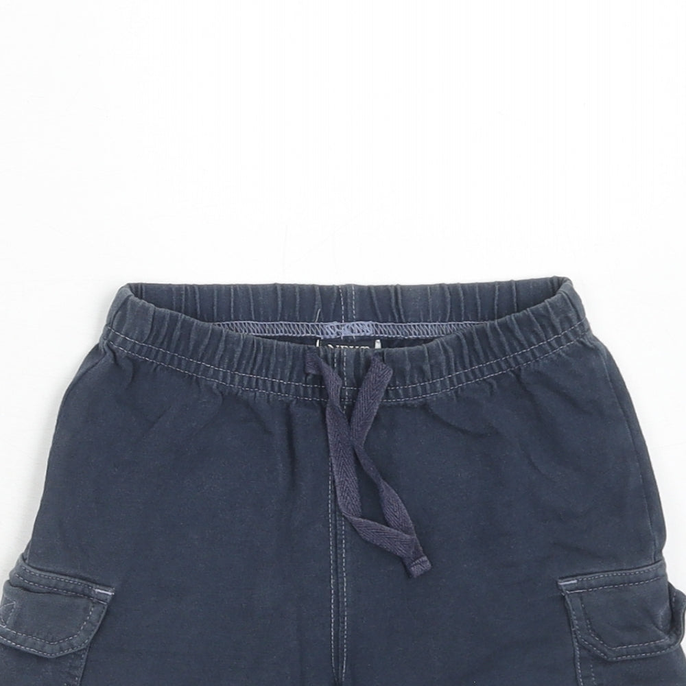 NEXT Boys Blue Cotton Cargo Shorts Size 2 Years Regular Drawstring