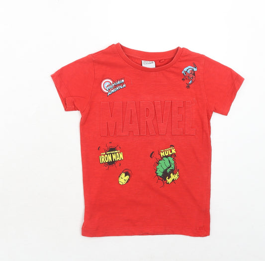 NEXT Boys Red Cotton Pullover T-Shirt Size 3-4 Years Round Neck Pullover - Marvel