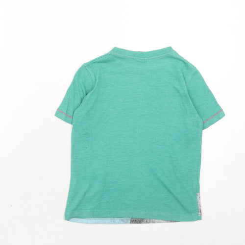 NEXT Boys Green Cotton Pullover T-Shirt Size 4 Years Round Neck Pullover - Monkey