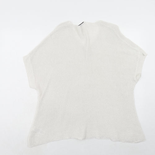 Windsmoor Womens White V-Neck Linen Pullover Jumper Size XL