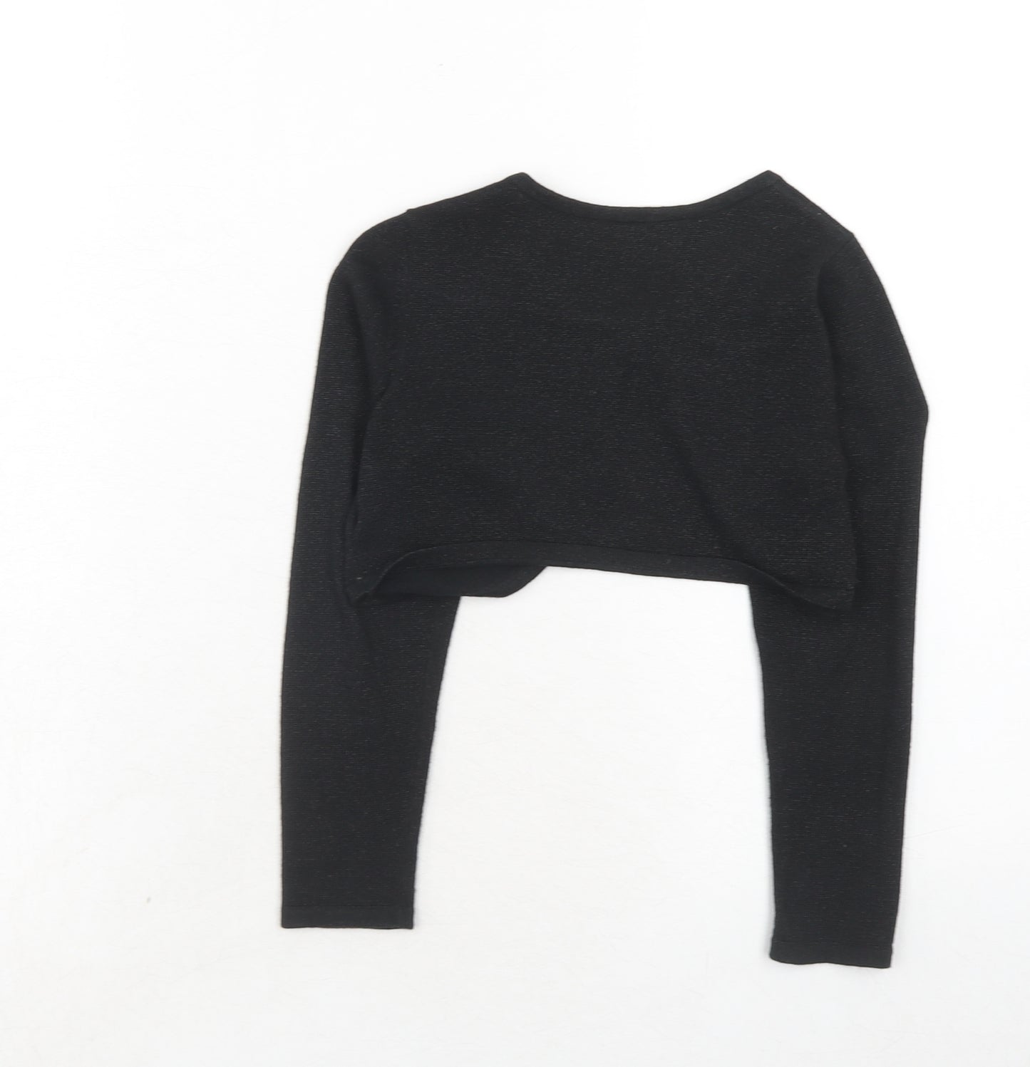 H&M Girls Black Scoop Neck Cotton Shrug Jumper Size 4-5 Years Button