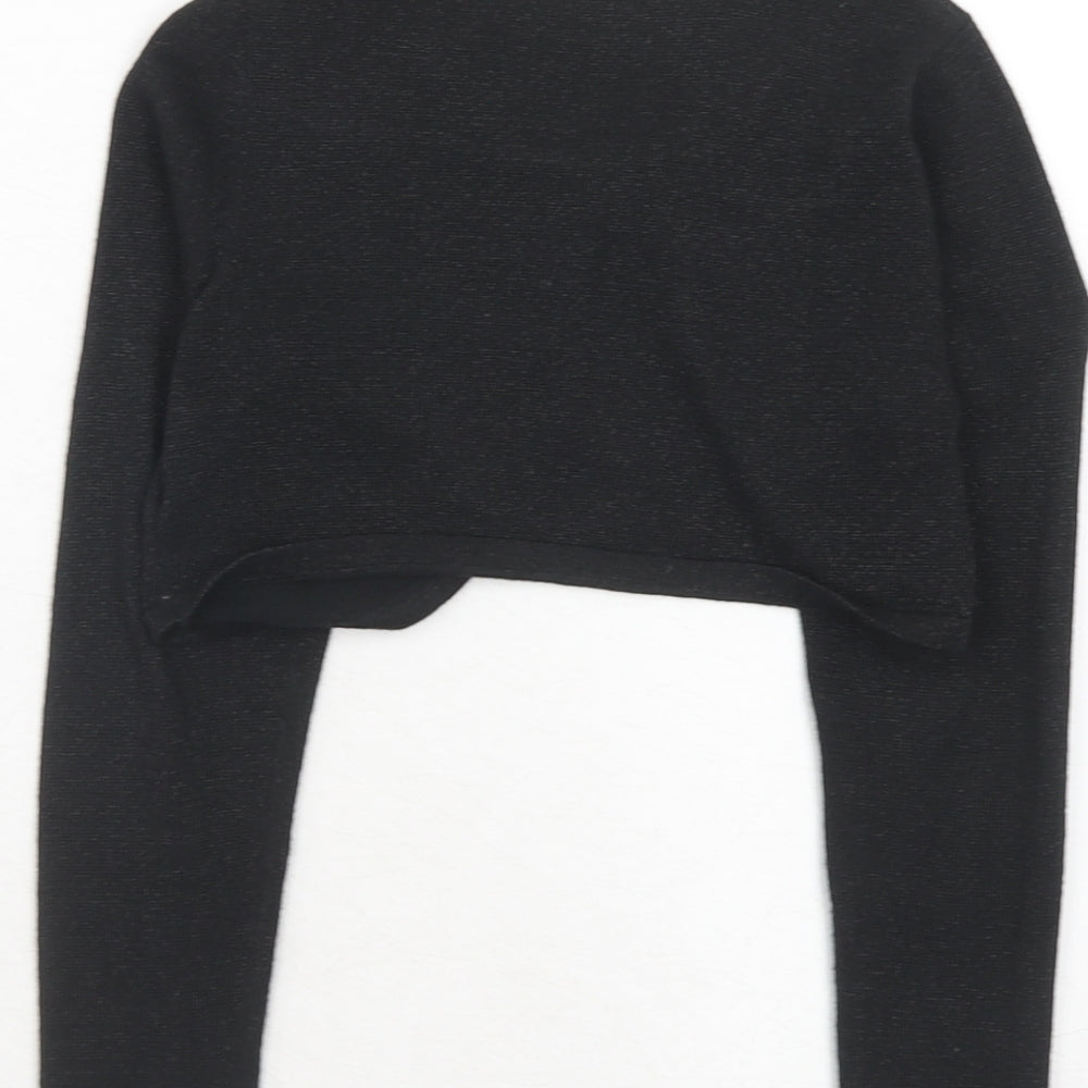 H&M Girls Black Scoop Neck Cotton Shrug Jumper Size 4-5 Years Button