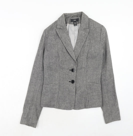 H&M Womens Grey Wool Jacket Suit Jacket Size 10