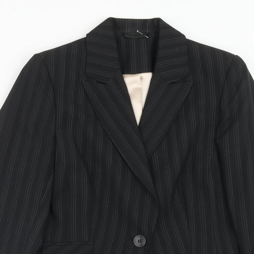 New Look Womens Black Striped Polyester Jacket Suit Jacket Size 10
