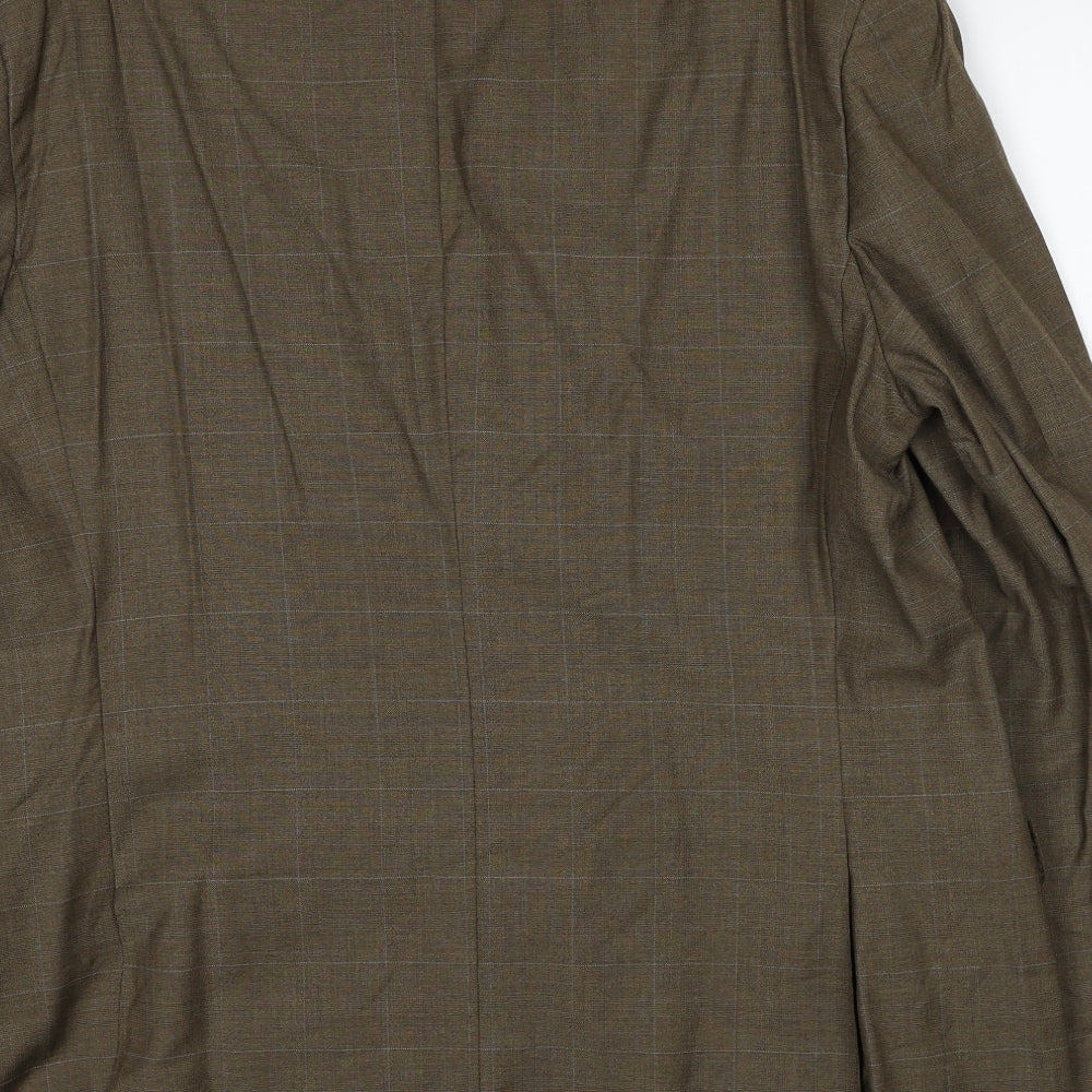 Canali Mens Beige Geometric Wool Jacket Blazer Size 46 Regular