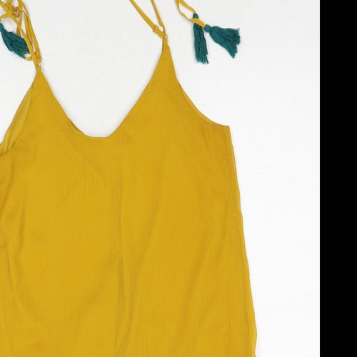Mossimo Womens Yellow Colourblock Polyester Tank Dress Size M V-Neck Pullover
