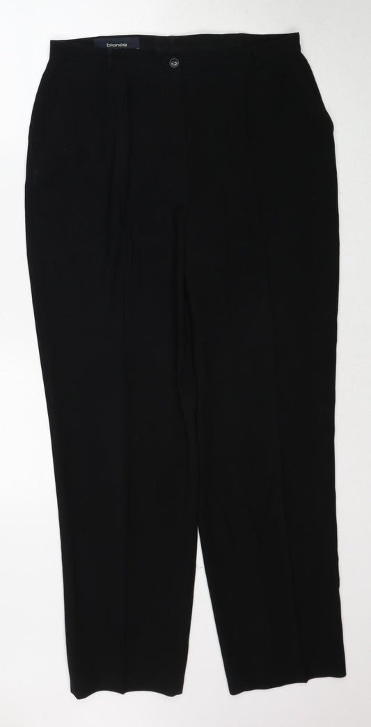 Bianca Womens Black Polyester Trousers Size 14 Regular Zip