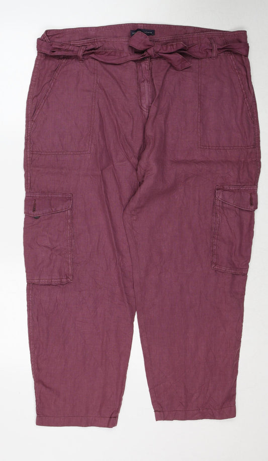 Marks and Spencer Womens Purple Polyester Capri Trousers Size 40 in Regular Zip