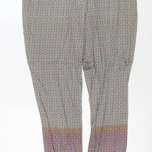 Zara Womens Multicoloured Geometric Polyester Trousers Size 10 Regular Zip