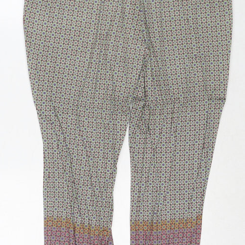 Zara Womens Multicoloured Geometric Polyester Trousers Size 10 Regular Zip
