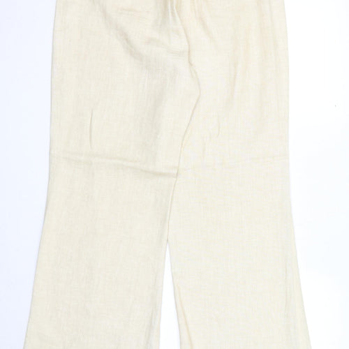 Michael Ambers Womens Beige Linen Trousers Size 16 Regular Zip