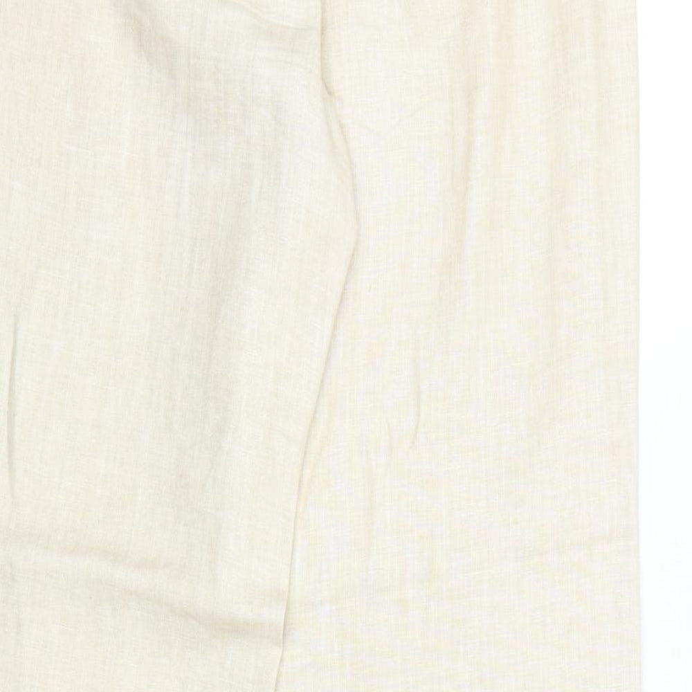 Michael Ambers Womens Beige Linen Trousers Size 16 Regular Zip