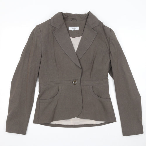NEXT Womens Brown Striped Polyester Jacket Blazer Size 12