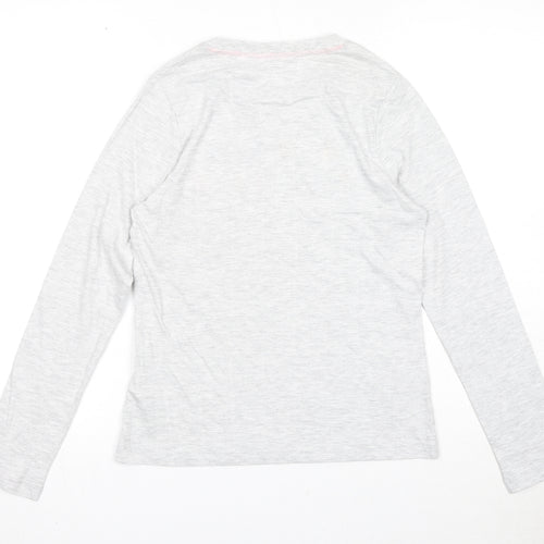 Marks and Spencer Girls Grey Cotton Pullover T-Shirt Size 12-13 Years Round Neck Pullover - Always Positive