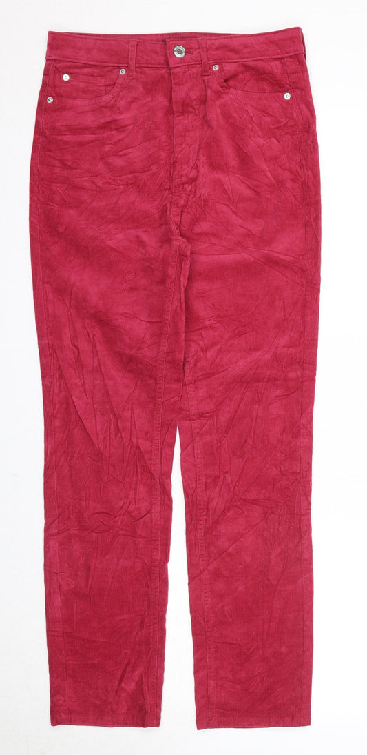 Marks and Spencer Womens Pink Cotton Trousers Size 10 Regular Zip