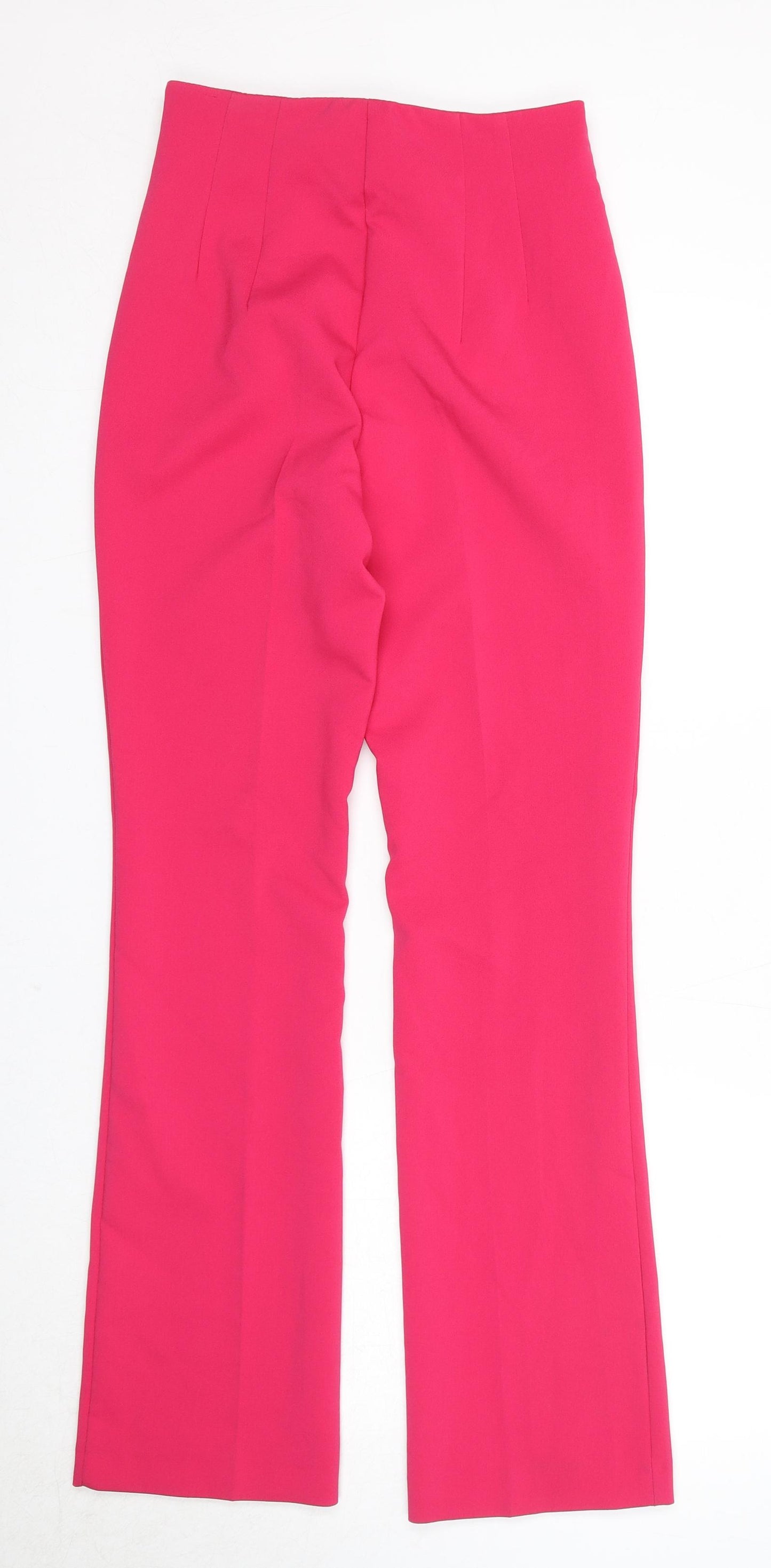 Zara Womens Pink Polyester Trousers Size XS Regular Zip