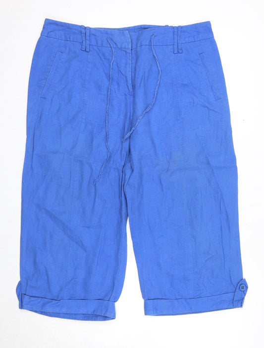 Alex & Co Womens Blue Linen Trousers Size 16 Regular Zip