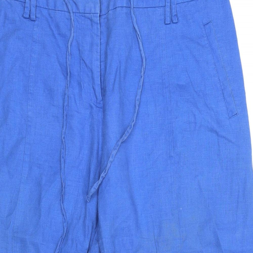 Alex & Co Womens Blue Linen Trousers Size 16 Regular Zip