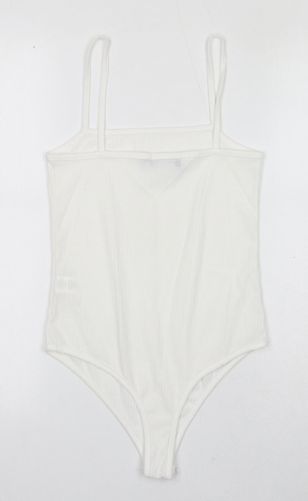 PRETTYLITTLETHING Womens White Polyester Bodysuit One-Piece Size 10 Snap