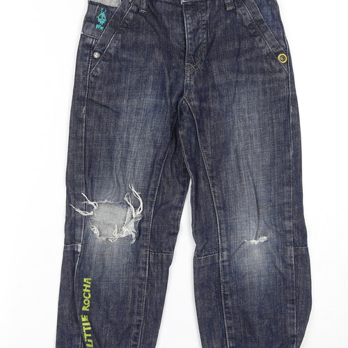 Debenhams Boys Blue Cotton Tapered Jeans Size 5-6 Years Regular Snap