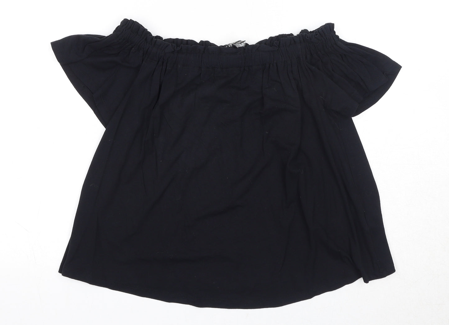 New Look Girls Black Viscose Basic T-Shirt Size 10-11 Years Off the Shoulder Pullover