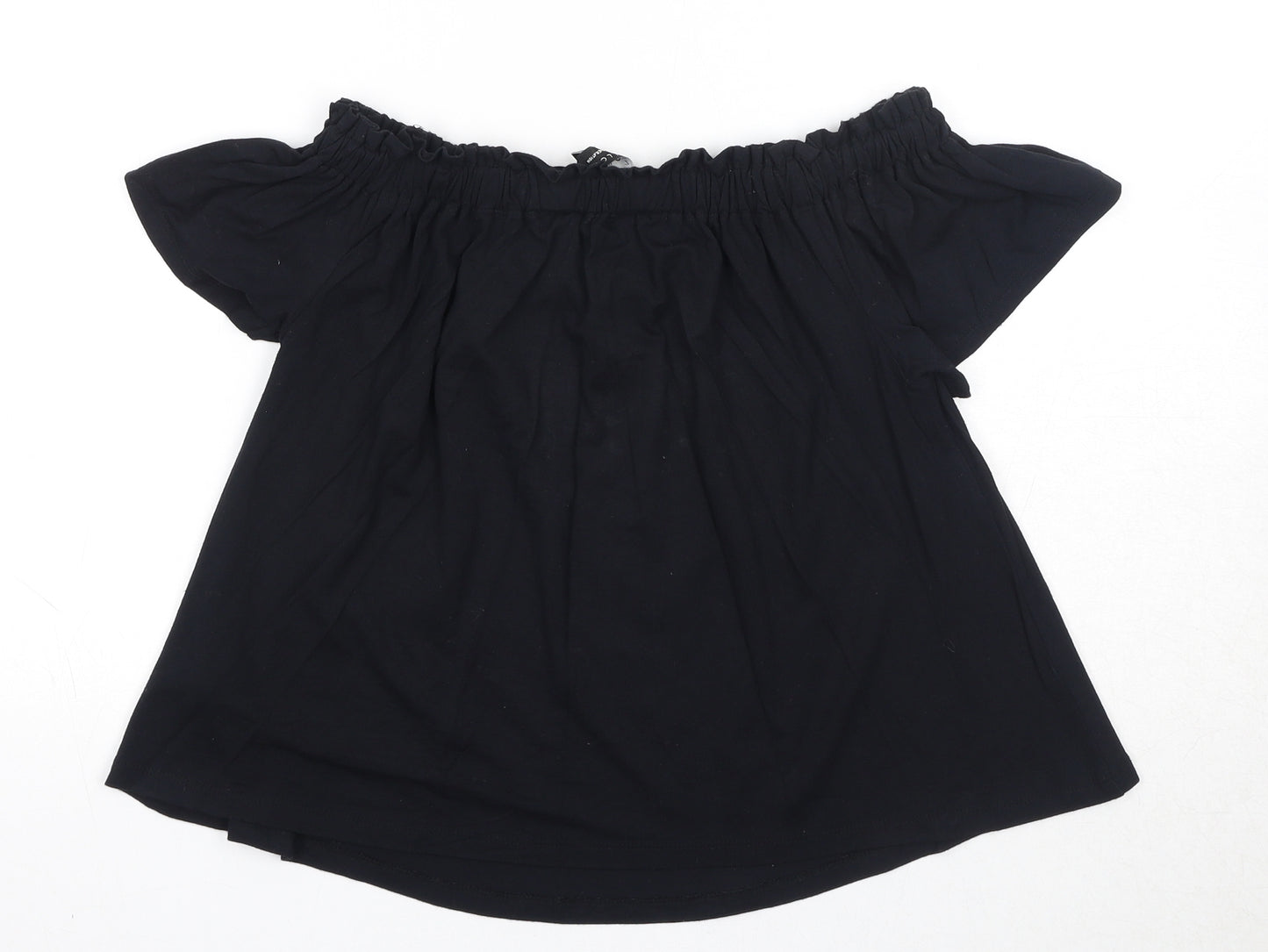 New Look Girls Black Viscose Basic T-Shirt Size 10-11 Years Off the Shoulder Pullover