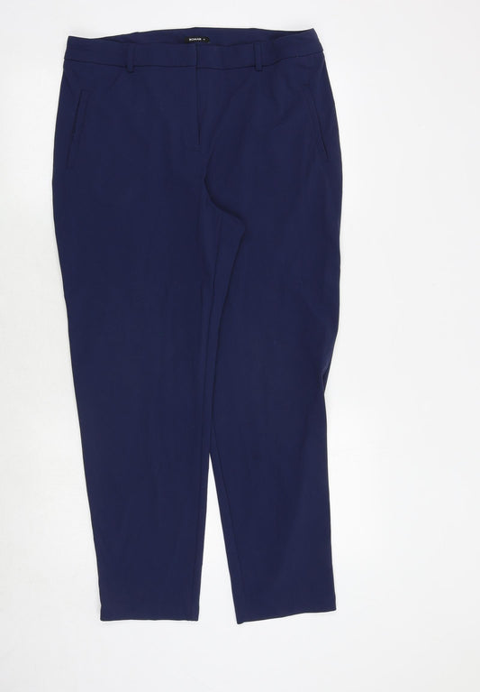 Roman Womens Blue Polyester Trousers Size 14 Regular Zip