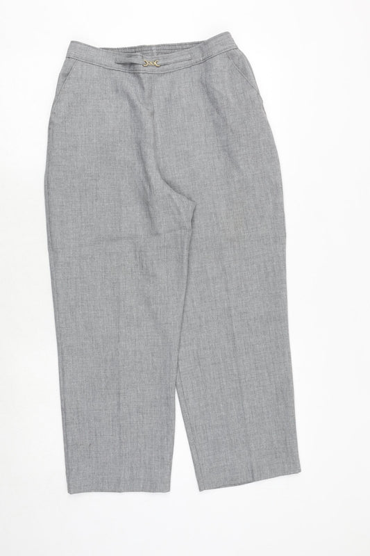 Petites Womens Grey Polyester Trousers Size 12 Regular
