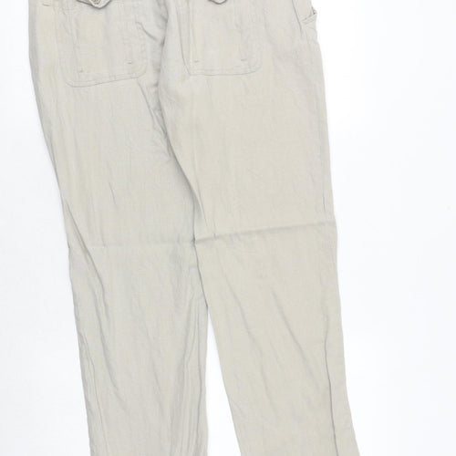 H&M Womens Beige Cotton Trousers Size 20 Regular Zip