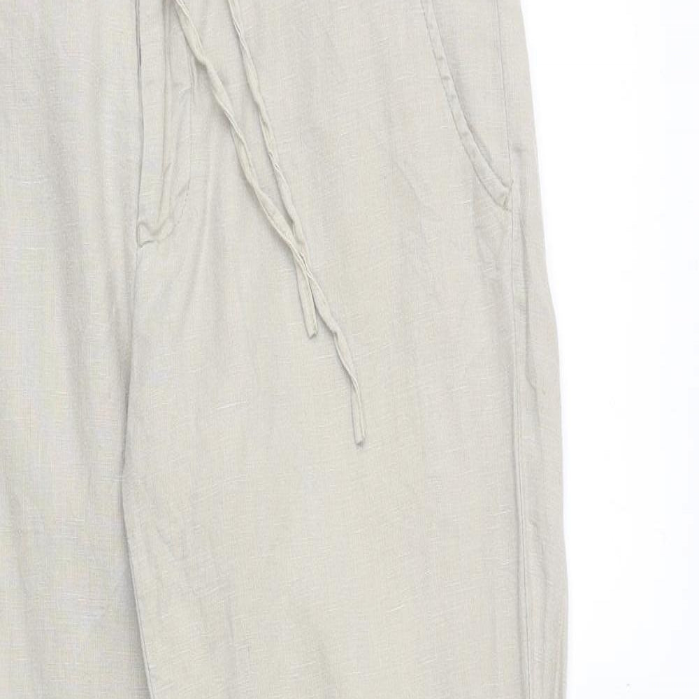 H&M Womens Beige Cotton Trousers Size 20 Regular Zip