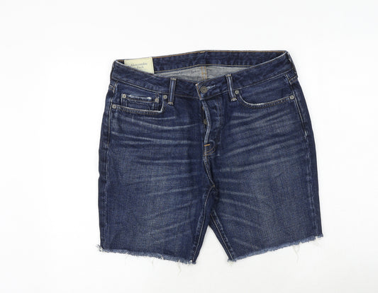 Abercrombie & Fitch Mens Blue Cotton Chino Shorts Size 31 in Regular Button