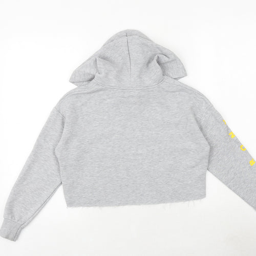 New Look Girls Grey Cotton Pullover Hoodie Size 9 Years Pullover - Bronx