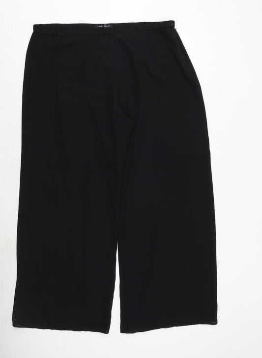 Laura Ashley Womens Black Polyester Trousers Size 18 Regular Zip