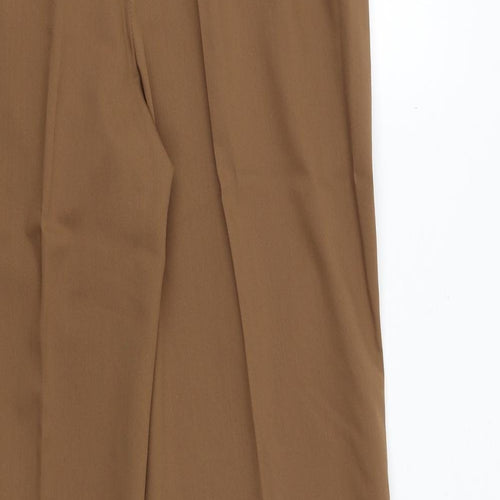 FRANK WALDER Womens Brown Polyester Trousers Size 16 Regular Zip