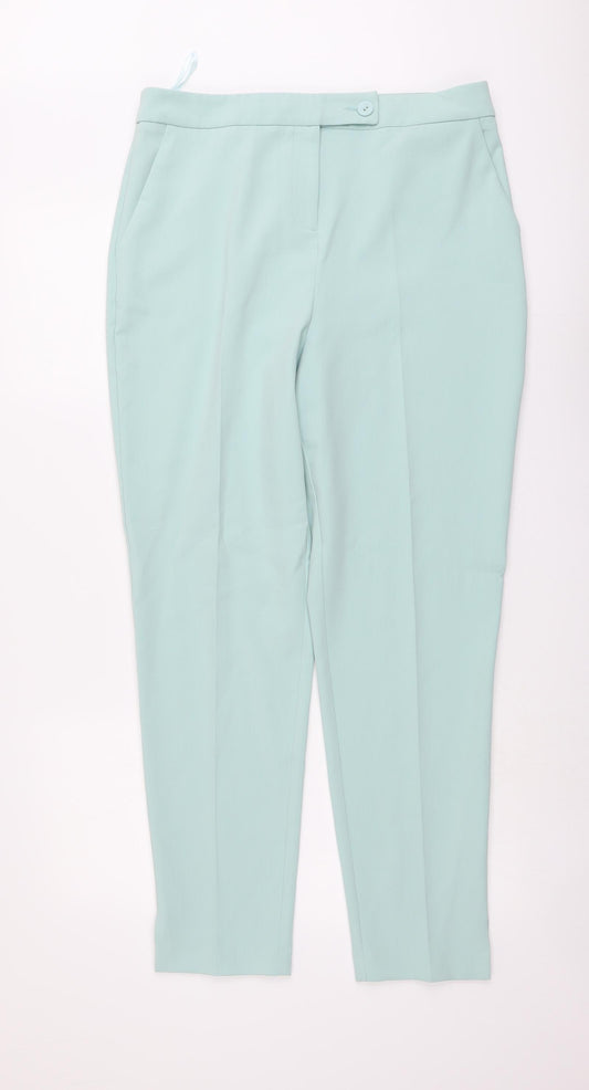 V By Very Womens Green Polyester Trousers Size 14 L29 in Regular Button