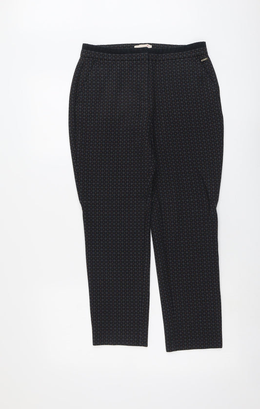 Per Una Womens Grey Geometric Polyester Trousers Size 10 L24 in Regular Button
