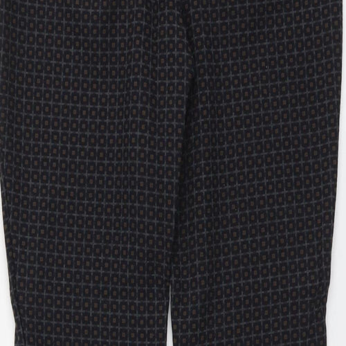 Per Una Womens Grey Geometric Polyester Trousers Size 10 L24 in Regular Button