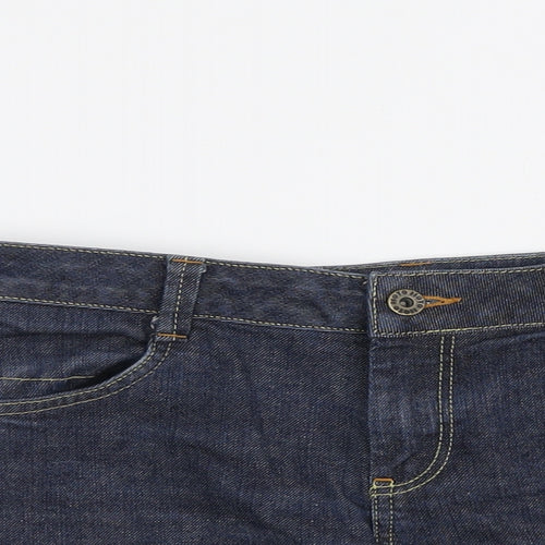 Topshop Womens Blue Cotton Hot Pants Shorts Size 10 L3 in Regular Button
