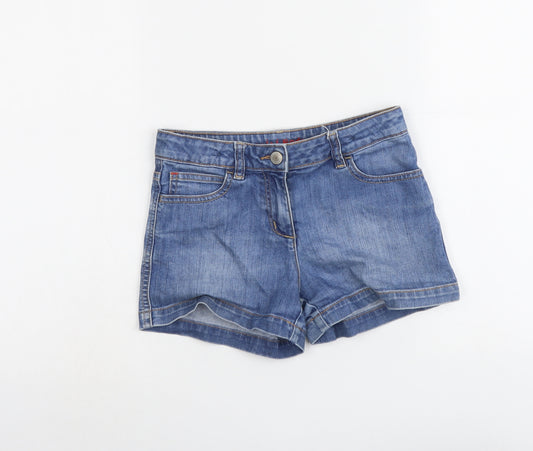 Mini Boden Girls Blue Cotton Mom Shorts Size 10 Years Regular Zip
